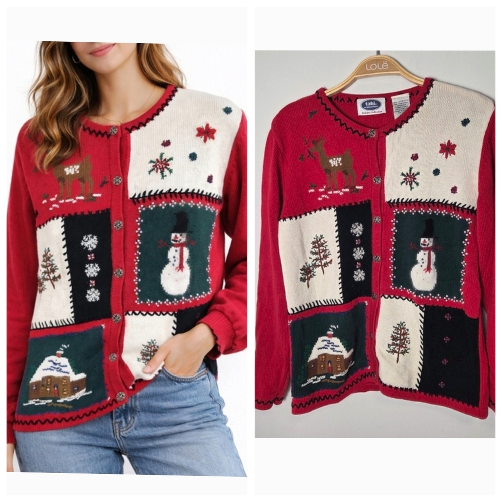 Vintage Tabi Holiday Collection Cotton Button Front Cardigan